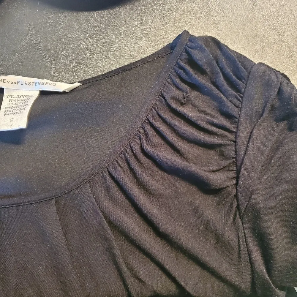 DVF Diane Von Furstenberg black ruched drape EROSA silk sz 10 - Image 16