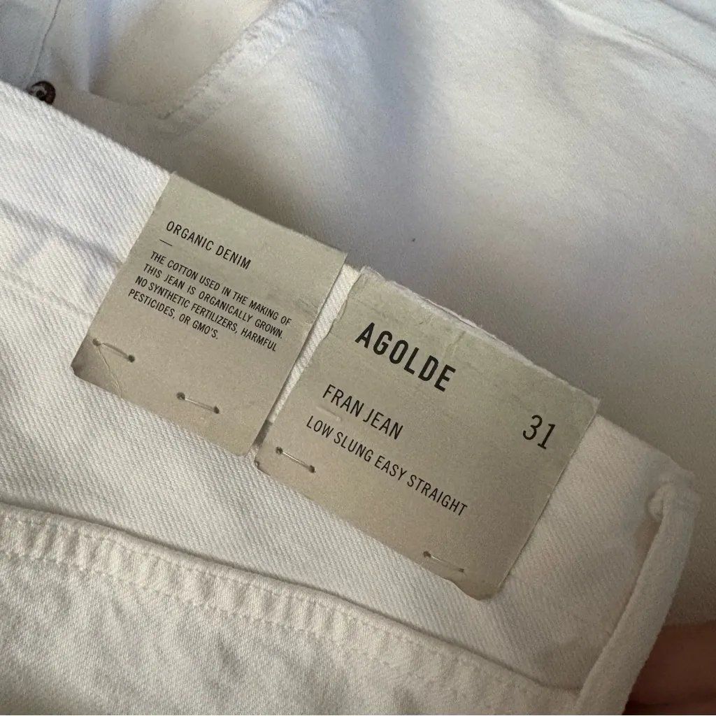 AGOLDE Fran Low Slung Easy‎ Straight Jeans in Milkshake Size 31 - Image 6