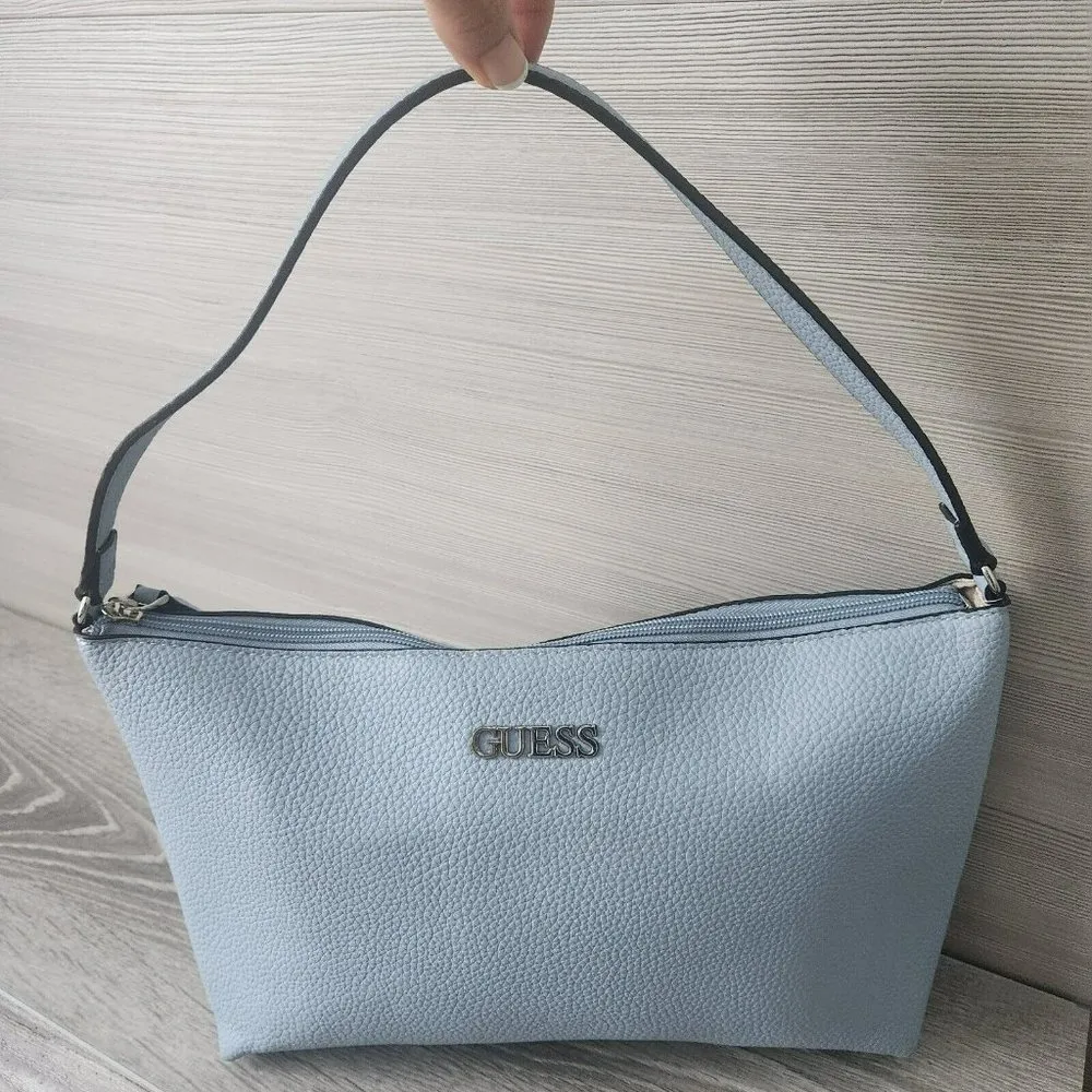 Guess Women's Faux Pebbled Texture Leather Baby Sky Blue Shoulder Purse Spring - Image 7
