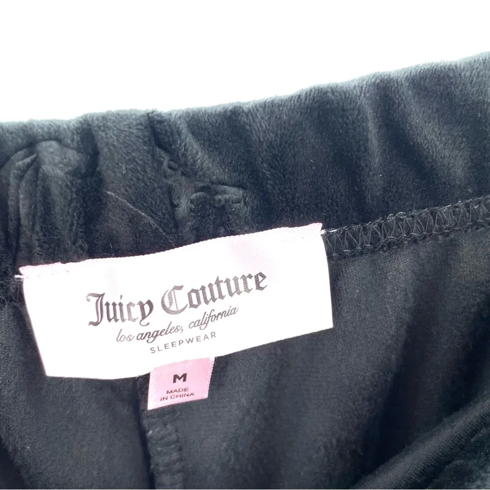 JUICY COUTURE Velour Dolphin Logo Printed Black Y2K Lounge Slepewear Shorts - Image 6