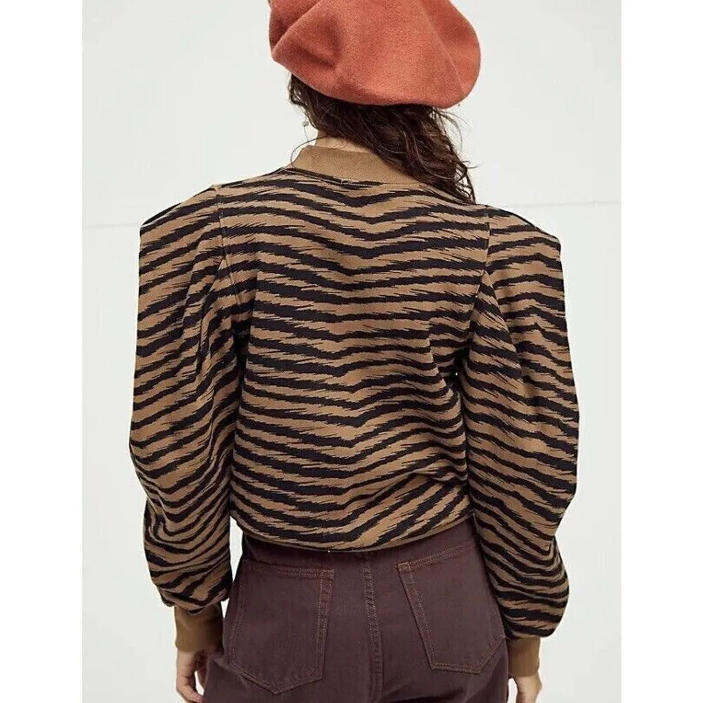 NEW AGOLDE sweatshirt Womens XS Animal Print Folded Sleeve Serpentine Sweater - Image 8