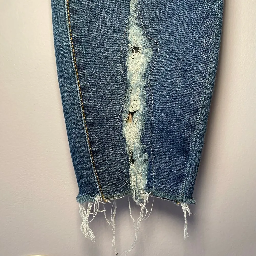 Judy Blue Women's size 13 / 31 Skinny Fit Medium Wash Distressed Cheetah Jeans - Image 6