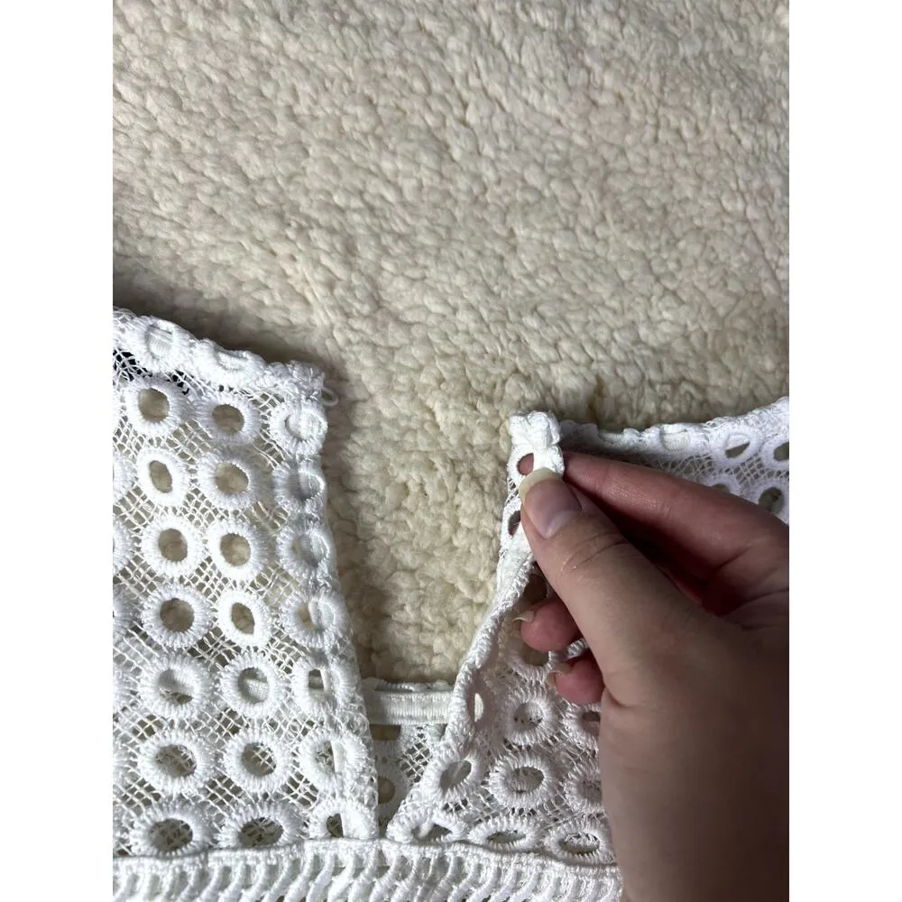 Dex White Blouse Women's Size 1x Open Knit Coastal Grandma Lagenlook Casual - Image 4