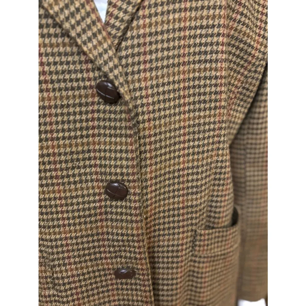Vintage Unbranded Blazer Size 16 Brown Plaid - Image 3