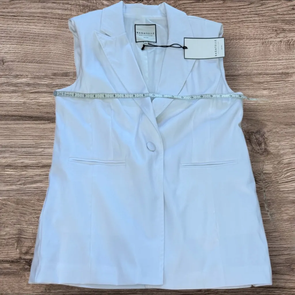 BAGATELLE COLLECTION Sleeveless Blazer Vest White Size L - Image 8