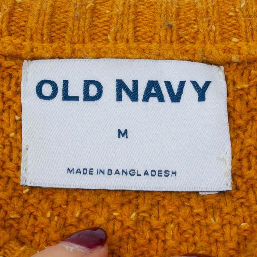 Old Navy Womens Wool Blend Cable Knit Crewneck Pullover Sweater Size M Gold Cozy - Image 5