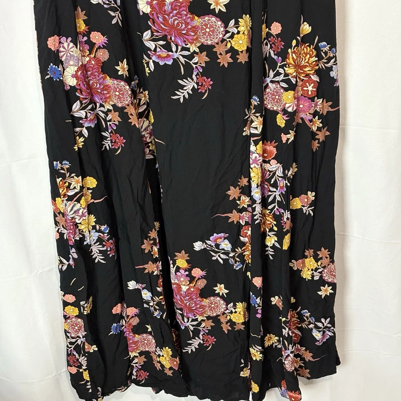 Forever 21 Plus Maxi Romper Dress Cap Sleeves V-Neck Size 1X Black Dark Floral - Image 7