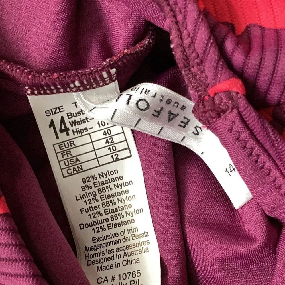 NEW. SEAFOLLY purple floral plunge neck swimsuit. Size 10. Retails $149 - Image 10