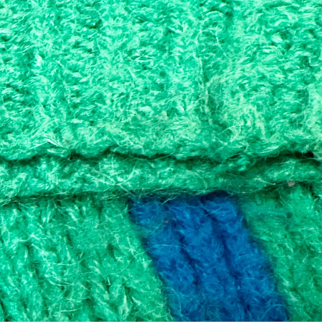 Colorful Geometric Pattern Sweater Vintage Classic 80s Mohair Wool Bold Cosplay Green Size M - Image 11