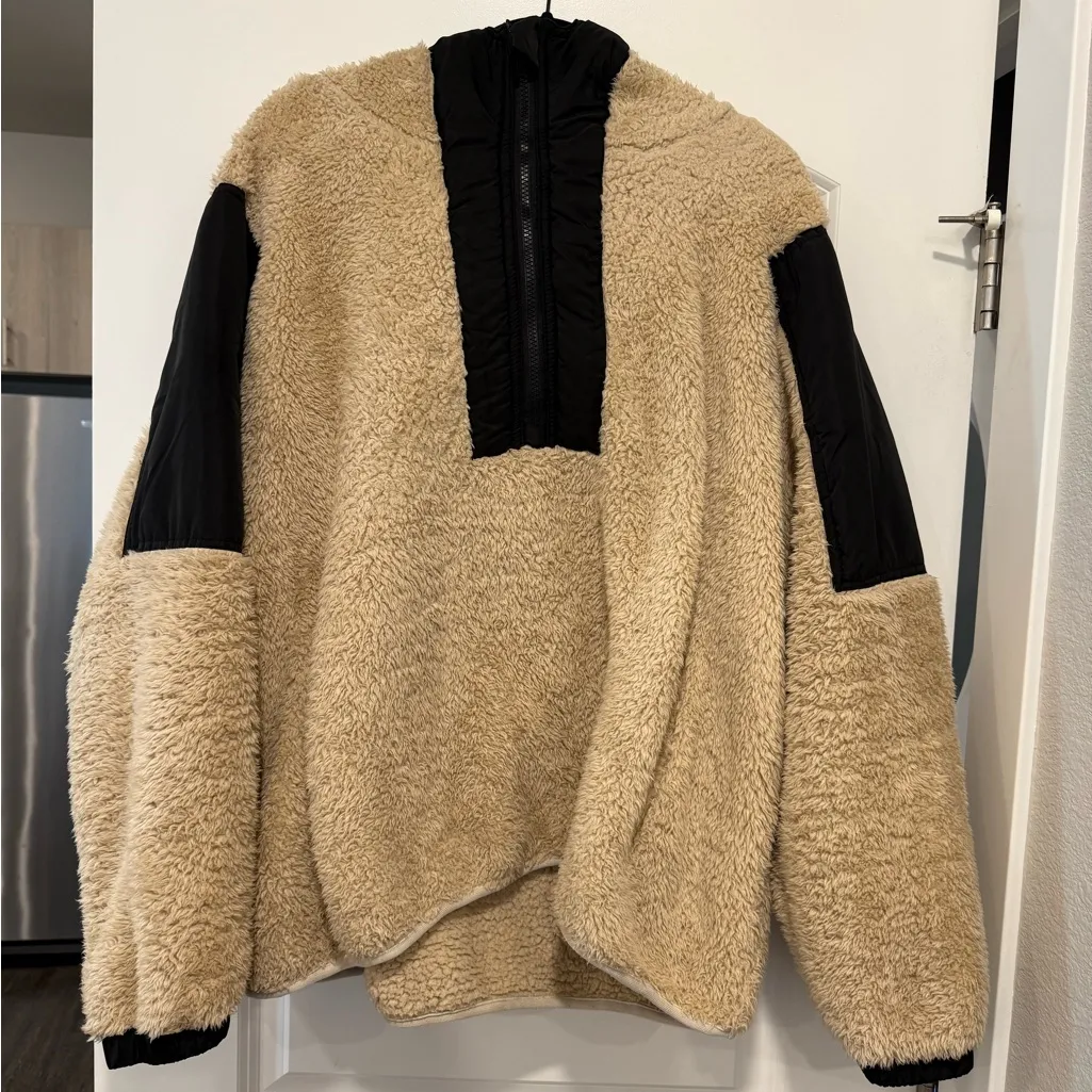 Teddy fleece hooded shacket Tan Size XL - Image 2