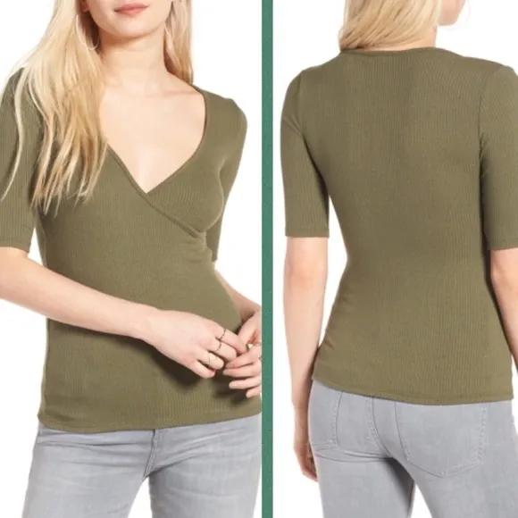 Leith Ribbed Surplice Top. Xs - Image 2