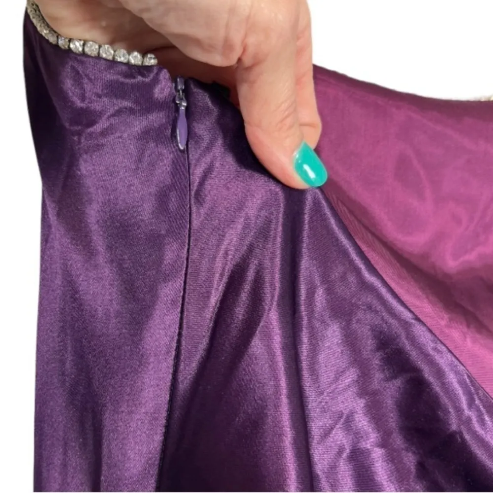 Jessica McClintock For Gunne Sax‎ Formal Strapless Satin Gown Purple Size 11 - Image 5