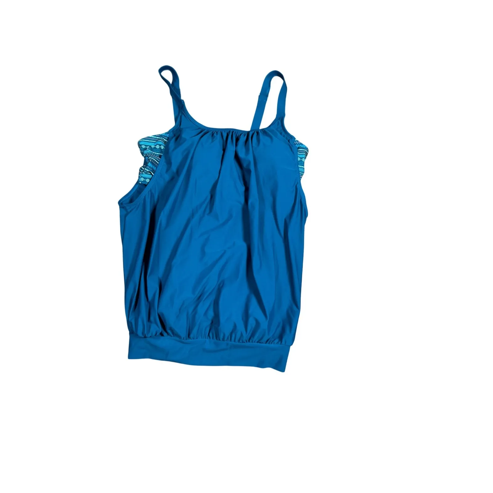 Bloomchic‎ Teal Tankini Top Swimsuit Plus Size 14/16 Adjustable Straps Green - Image 2