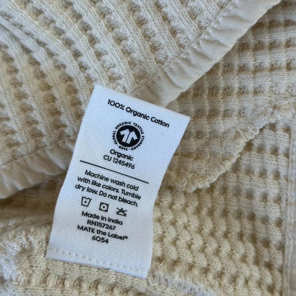 Mate the Label Organic Waffle Half-Zip Sweatshirt in Bone, Size X-Small - Image 8