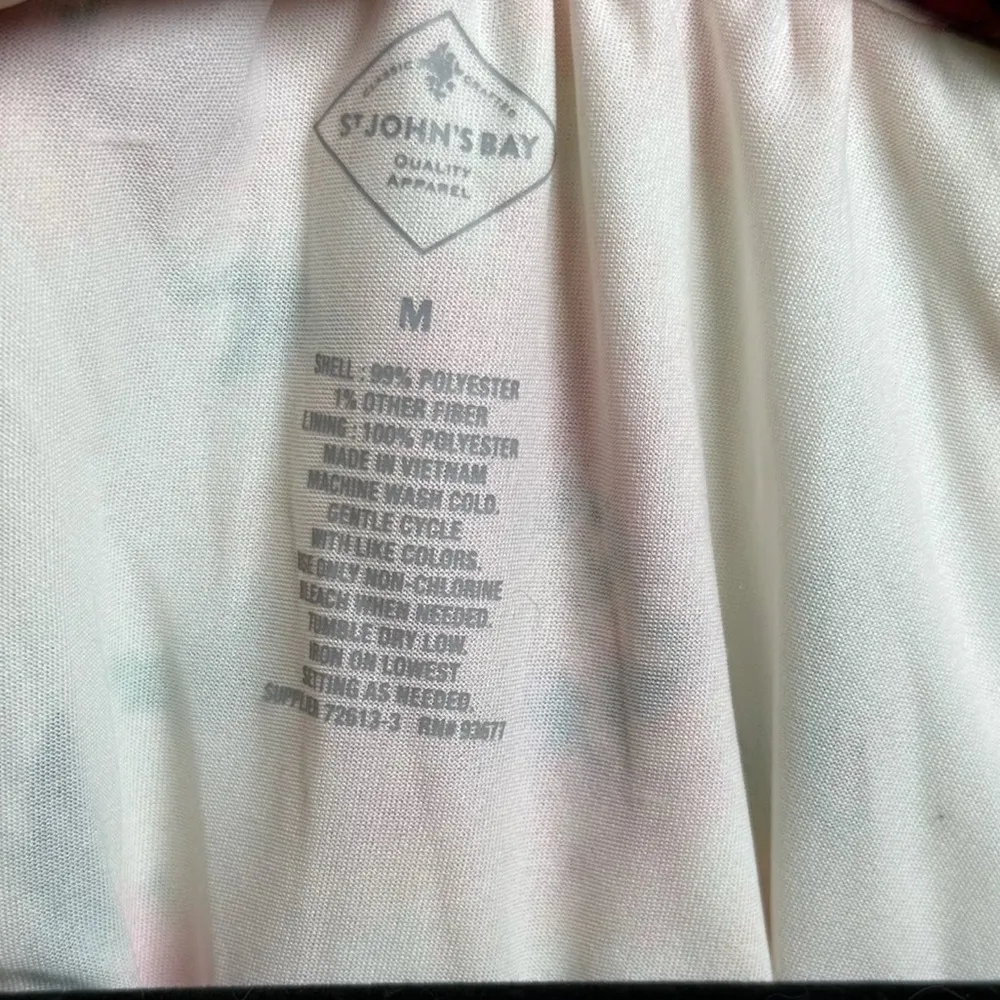 Romantic Floral Peplum Flowy Blouse 3/4 Sleeves Medium Pink Green Feminine Top - Image 3