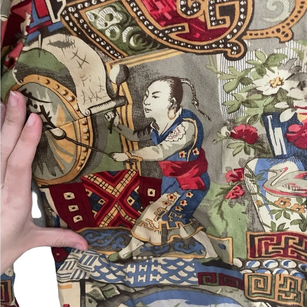 Vintage Pine Cove Tapestry Print Button Up Shirt Medium - Image 4