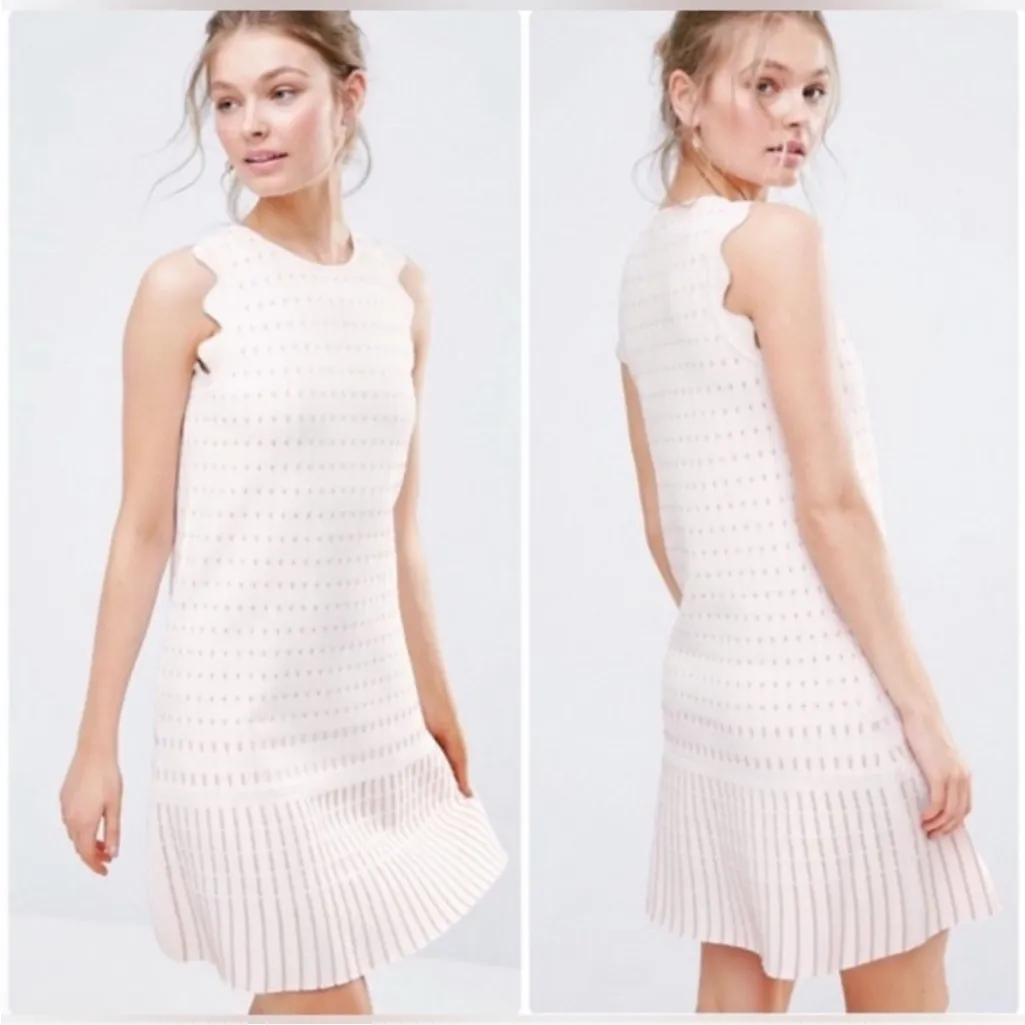 Ted Baker Relio Light Pink Knit Dress Small Scallop - Image 2
