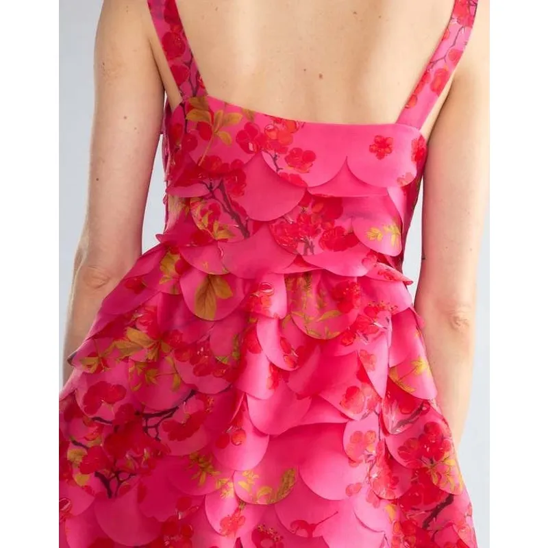 Cynthia Rowley Scalloped Petal Midi Dress floral cherry blossom pink size 4 - Image 14