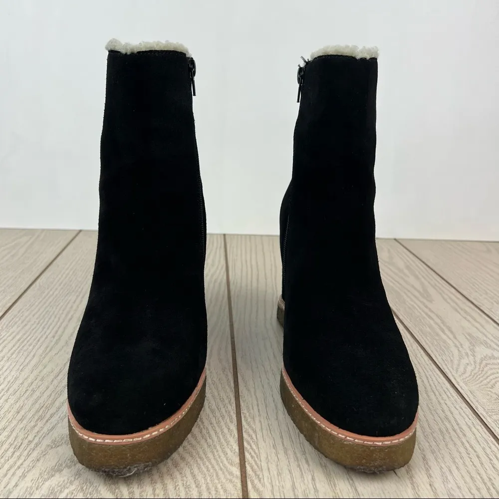 AQUA Women's Danna high Ankle Wedge Booties 10M Black Suede $158 - Image 5