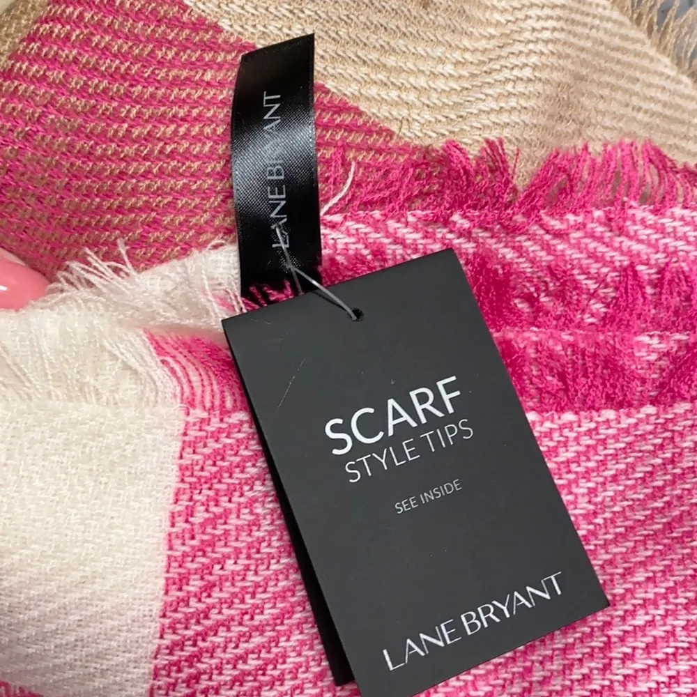 Last chance…Lane Bryant Scarf Brown Pink Plaid Wrap Shawl Blanket New - Image 3