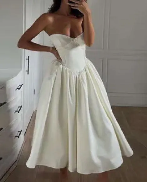 House of CB Coco Vintage Ivory Satin Midi Dress XS - Image 4