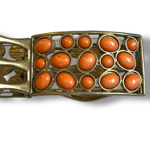 Cookie Lee Women’s Necklace Bracelet Set Multi Strand Beaded Orange Gold 17” - Image 11