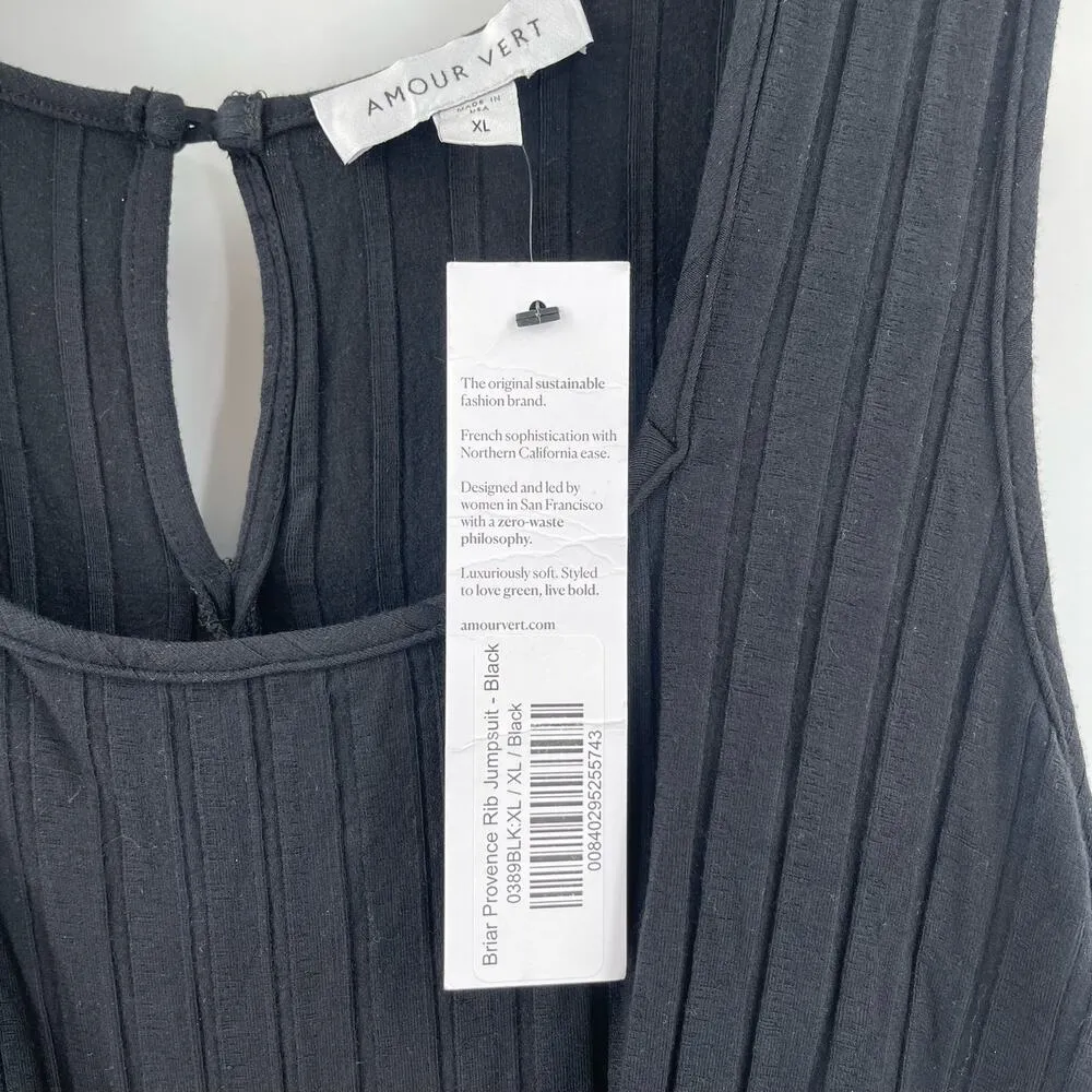AMOUR VERT Jumpsuit Size Extra Large Briar Provence Rib Black Ribbed Stretch NWT - Image 6