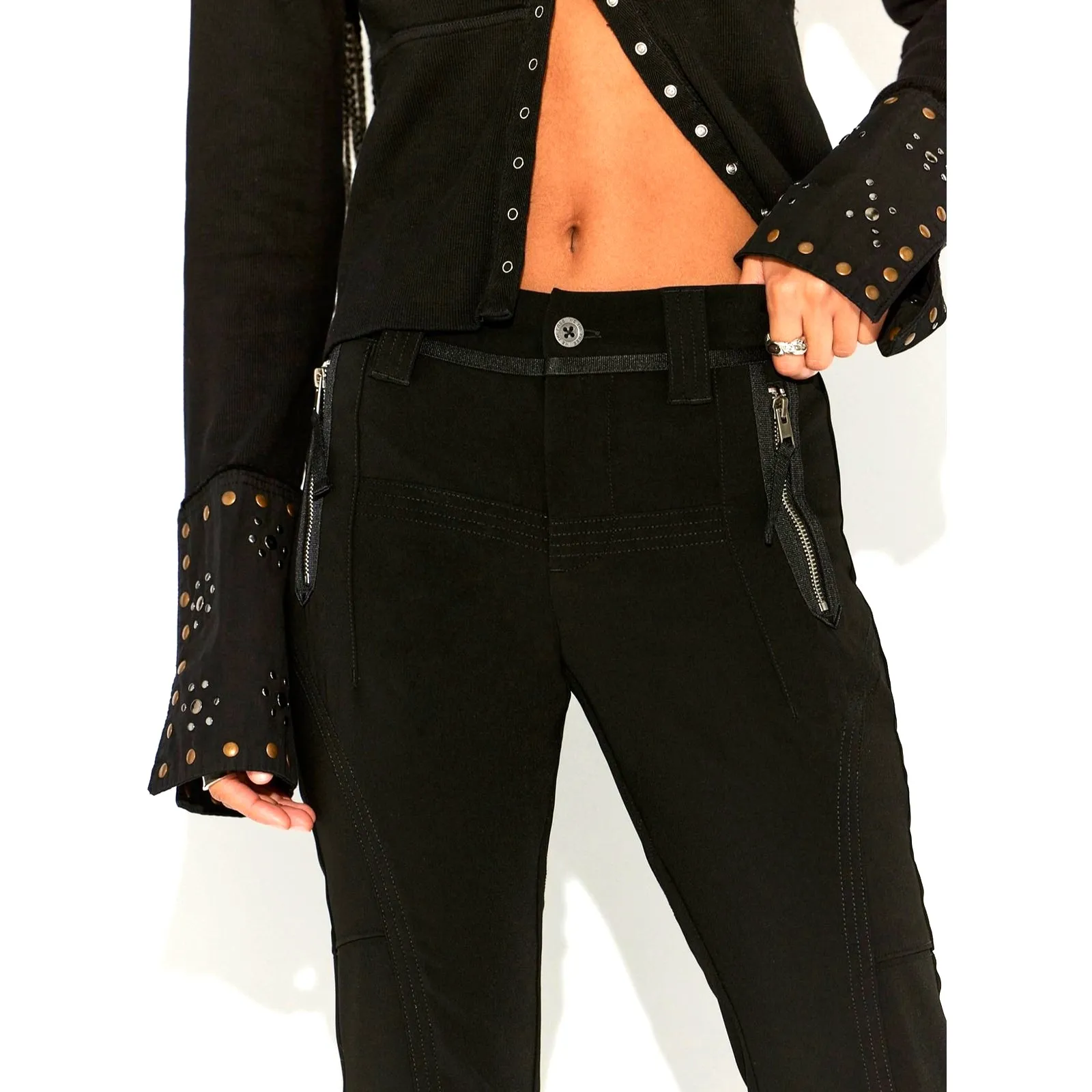 Free People Austin Flare Pants Black size 10 - Image 4