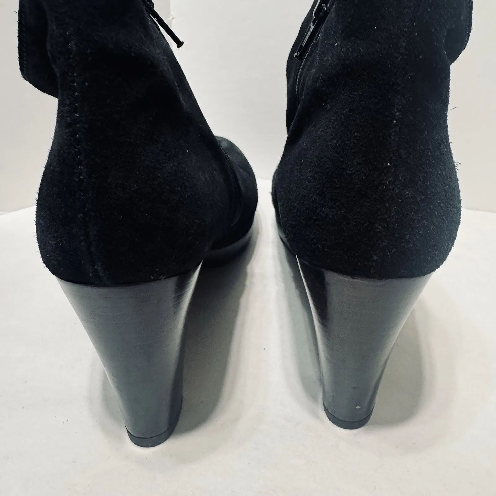 C La Canadienne Lug Sole Boots Womens 8.5 Black Suede Heeled Bootie - Image 6