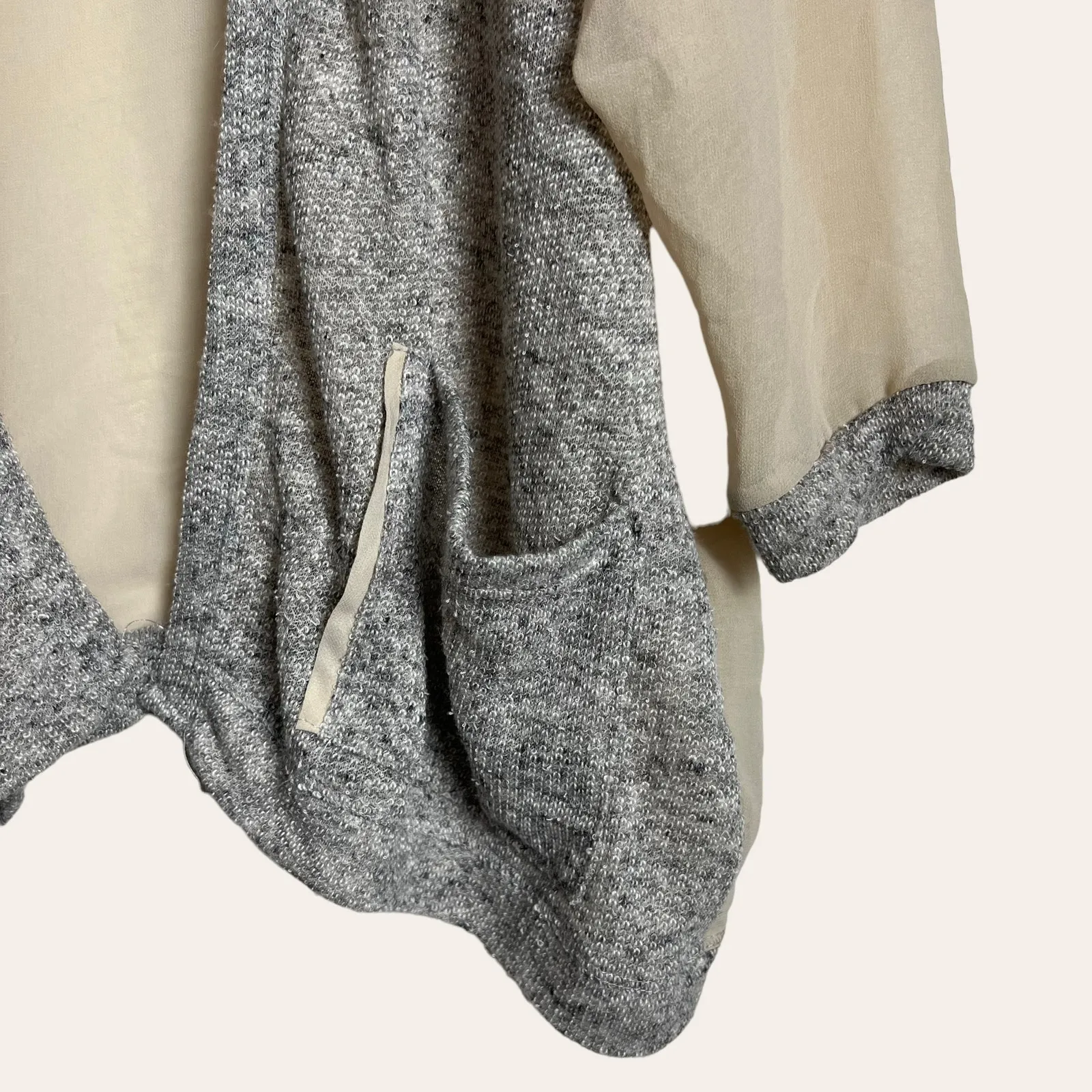 Urban Outfitters Silence + Noise Gray Cream Sheer Open Cardigan Sweater Size S - Image 4
