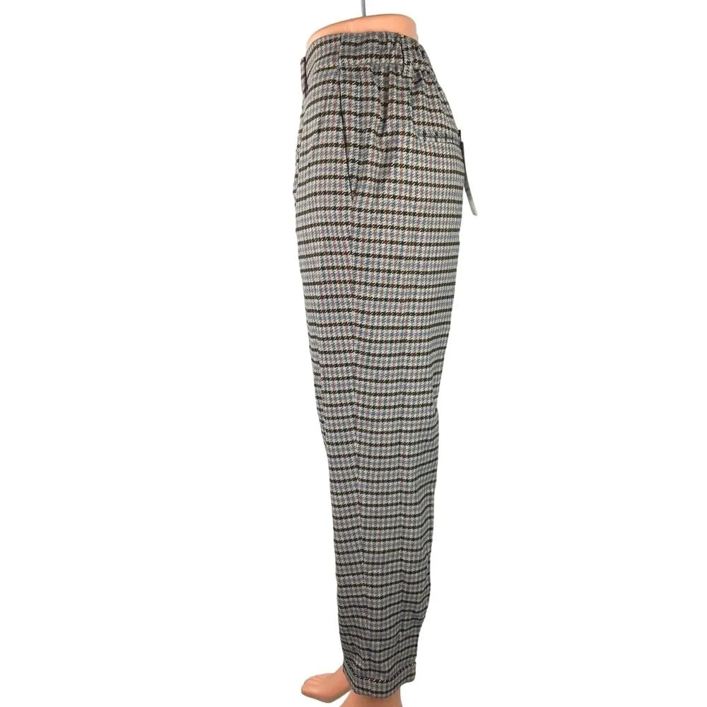 NEW Zara Woman Gray Tweed Houndstooth Tapered Plaid Straight Leg Dress Pants L - Image 2