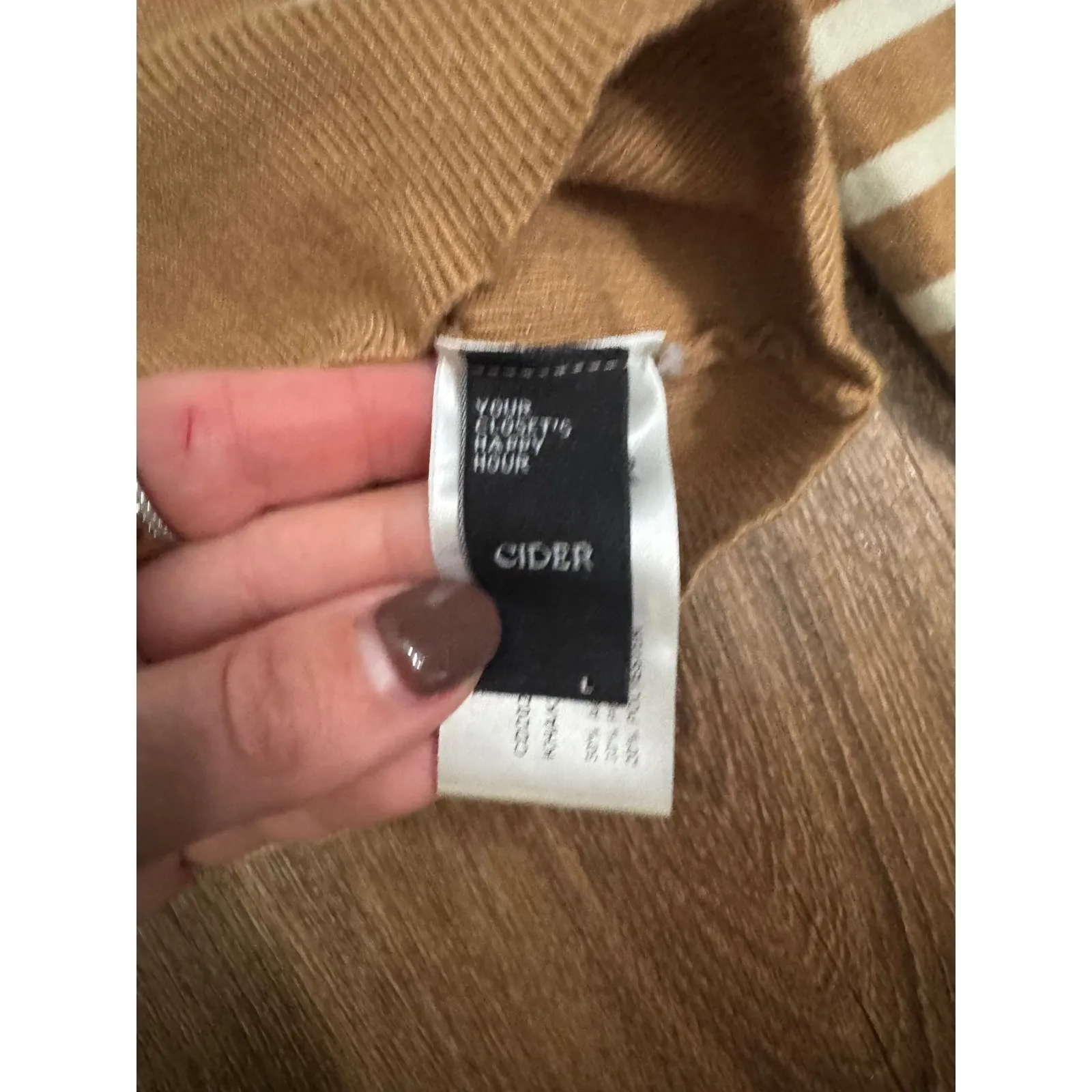 CIDER Striped Button Cardigan Sweater Women Size L Brown White Acrylic Blend - Image 4