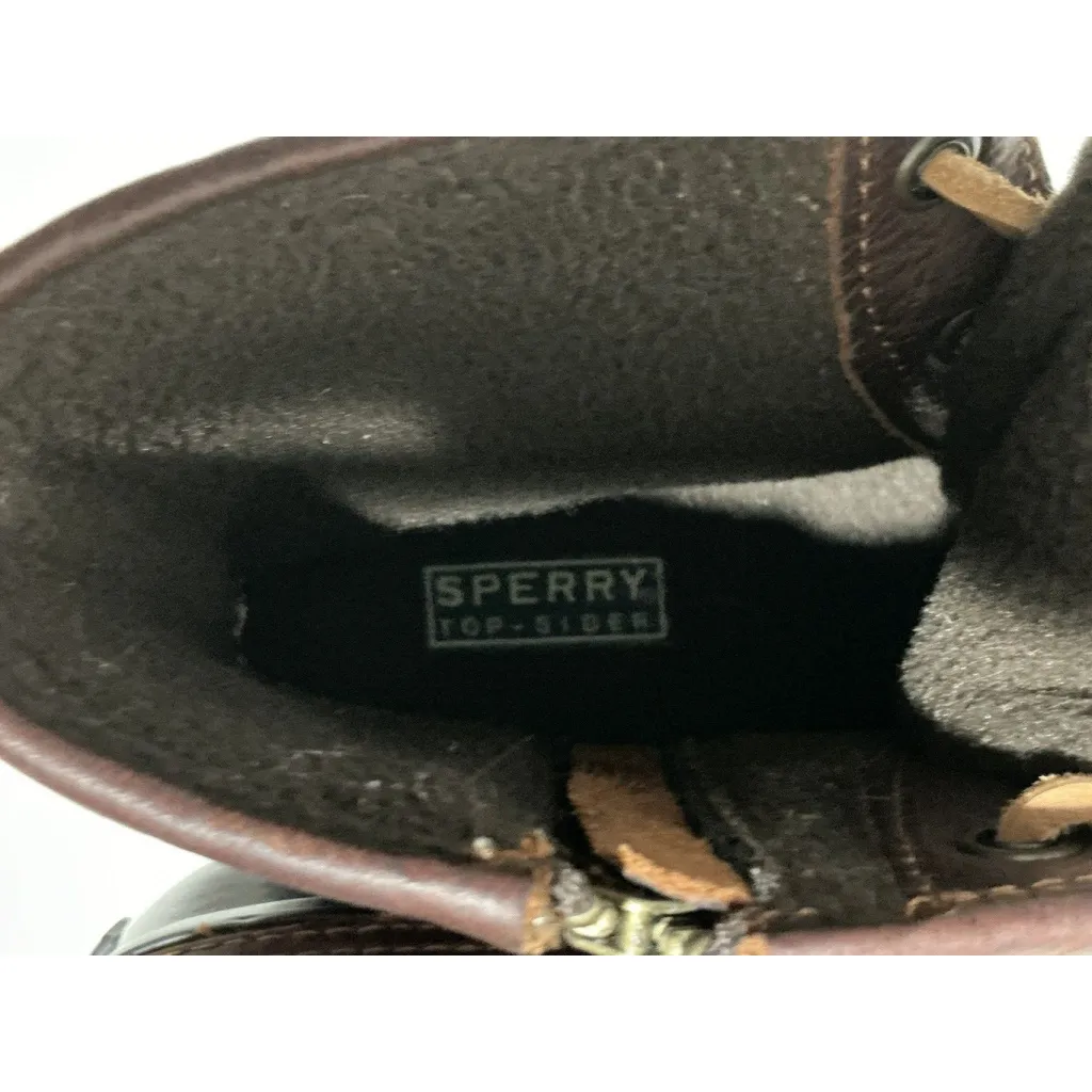 Womans Sperry Top Spider Wo,s 7m black Brown Ankle Rain boots Lace Up Side Zip - Image 7