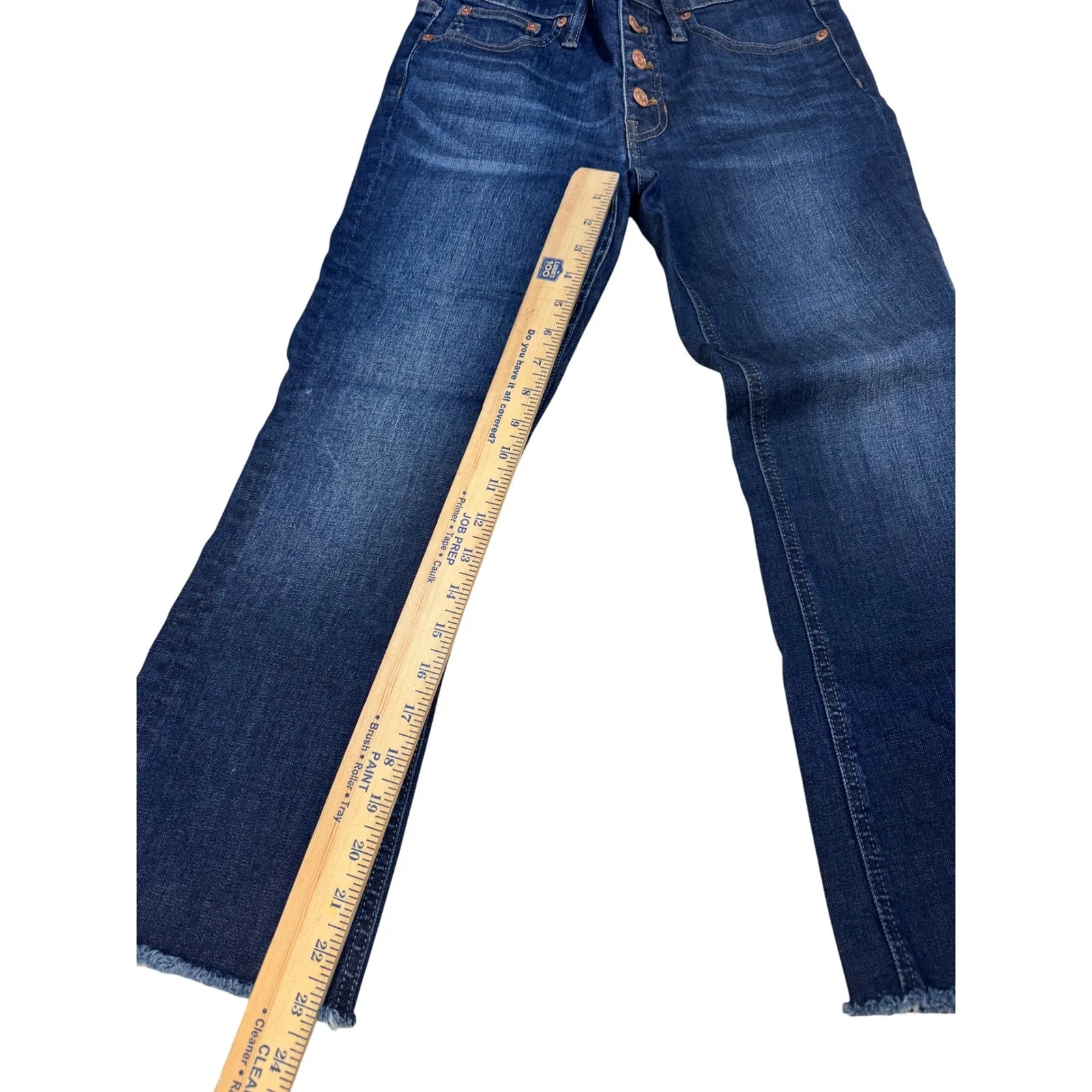 J Crew Demi Boot Crop Jeans Dark Wash Button Fly Raw Hem Women Size 27P - Image 2