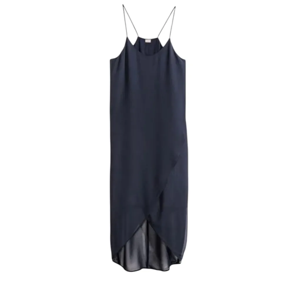 H&M Size 4 Chiffon Layered Slip‎ Dress Navy Dark Blue Cocktail Party Simple - Image 2