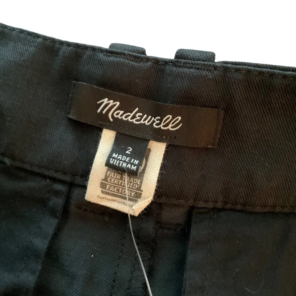 Madewell Womens Black Pleated High-Waist Shorts With Side Pockets & Belt Loops 2 - Image 8