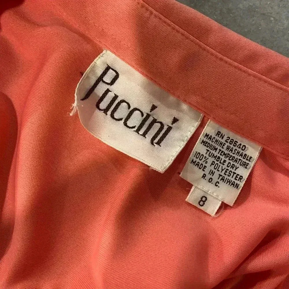 VTG Puccini Pintuck Pleated Salmon Pink Long Sleeve Collared Button Down Size 8 - Image 10