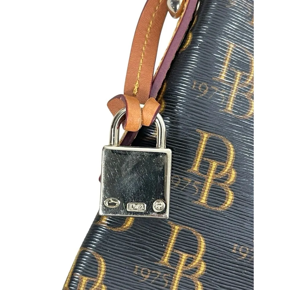 Dooney & Bourke Brown Blck Monogram Brenna Signature Small Zipper Shoulder Purse - Image 2