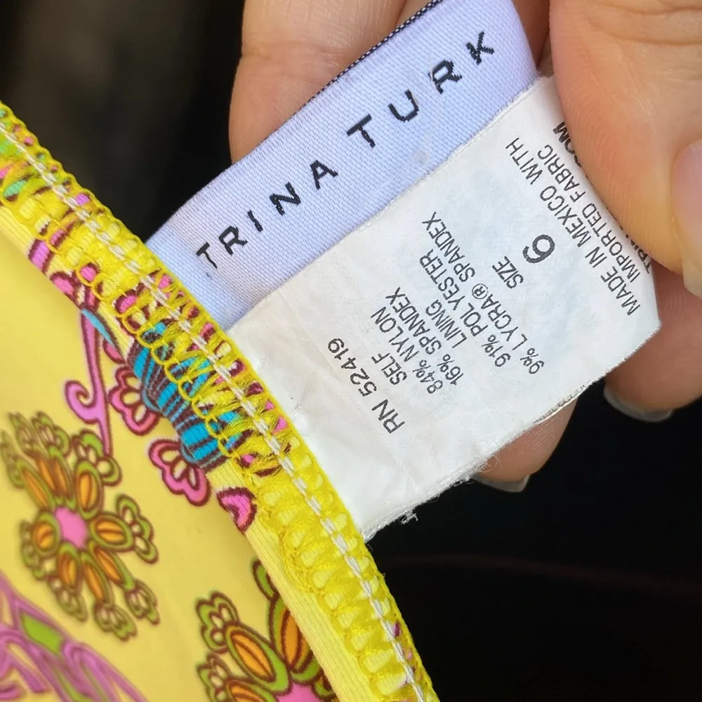 Trina Turk Gold Plated Embellished Multicolored Paisley Print Bikini Women’s 6 - Image 6