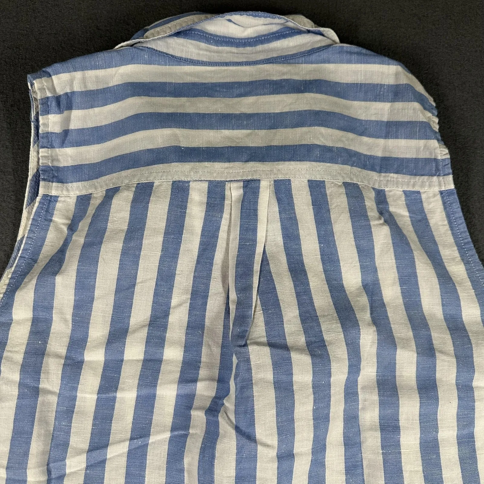 J Crew Blouse Womens Medium Blue White Striped Linen Cotton Sleeveless Tunic - Image 12