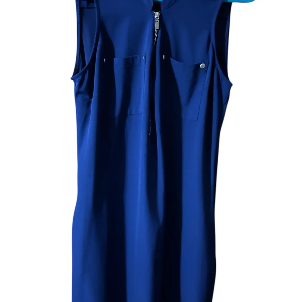 New York and Company Blue Sleeveless Dress Size Medium - Image 2