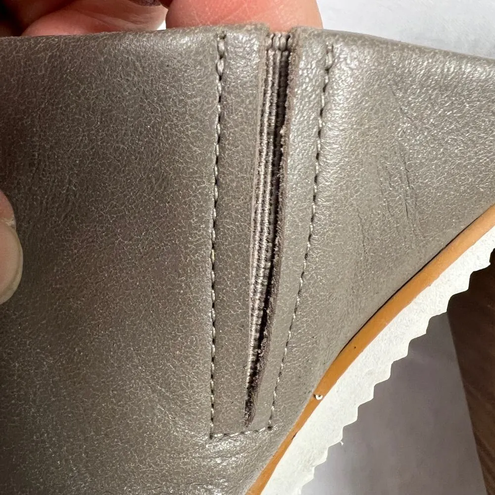 Tibi Bee Brazilian Leather Open Toe Mules Storm Gray Stacked Wood Heel Size 40 - Image 12