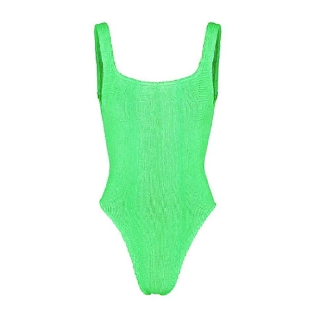 Mosmann Australia Ribbed Square Neck ‘Halter’ One Piece Swimsuit Green Size XS - Image 4