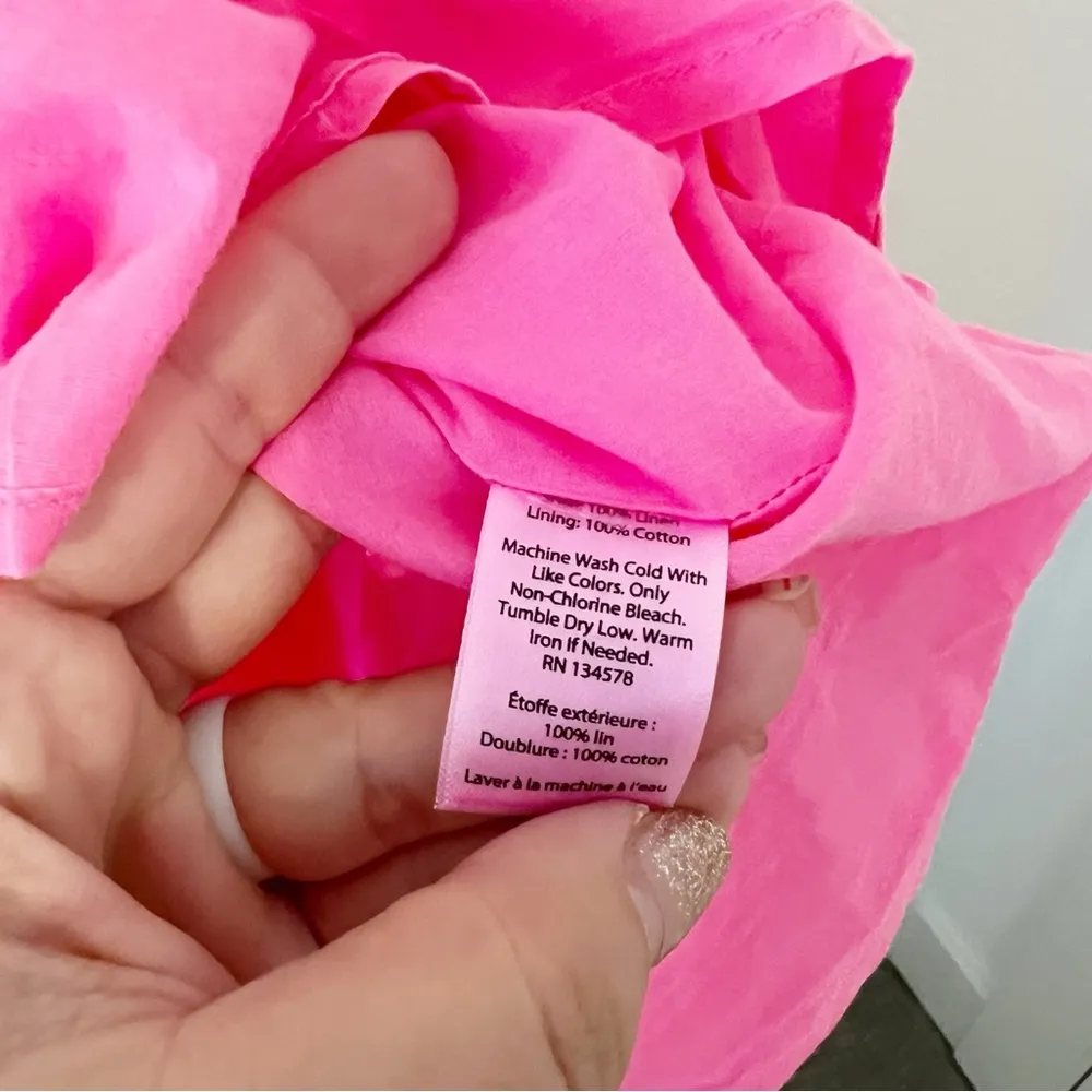 Vineyard Vines Hot Pink Linen Collared Sleeveless Dress Shirtdress Size 4 - Image 5