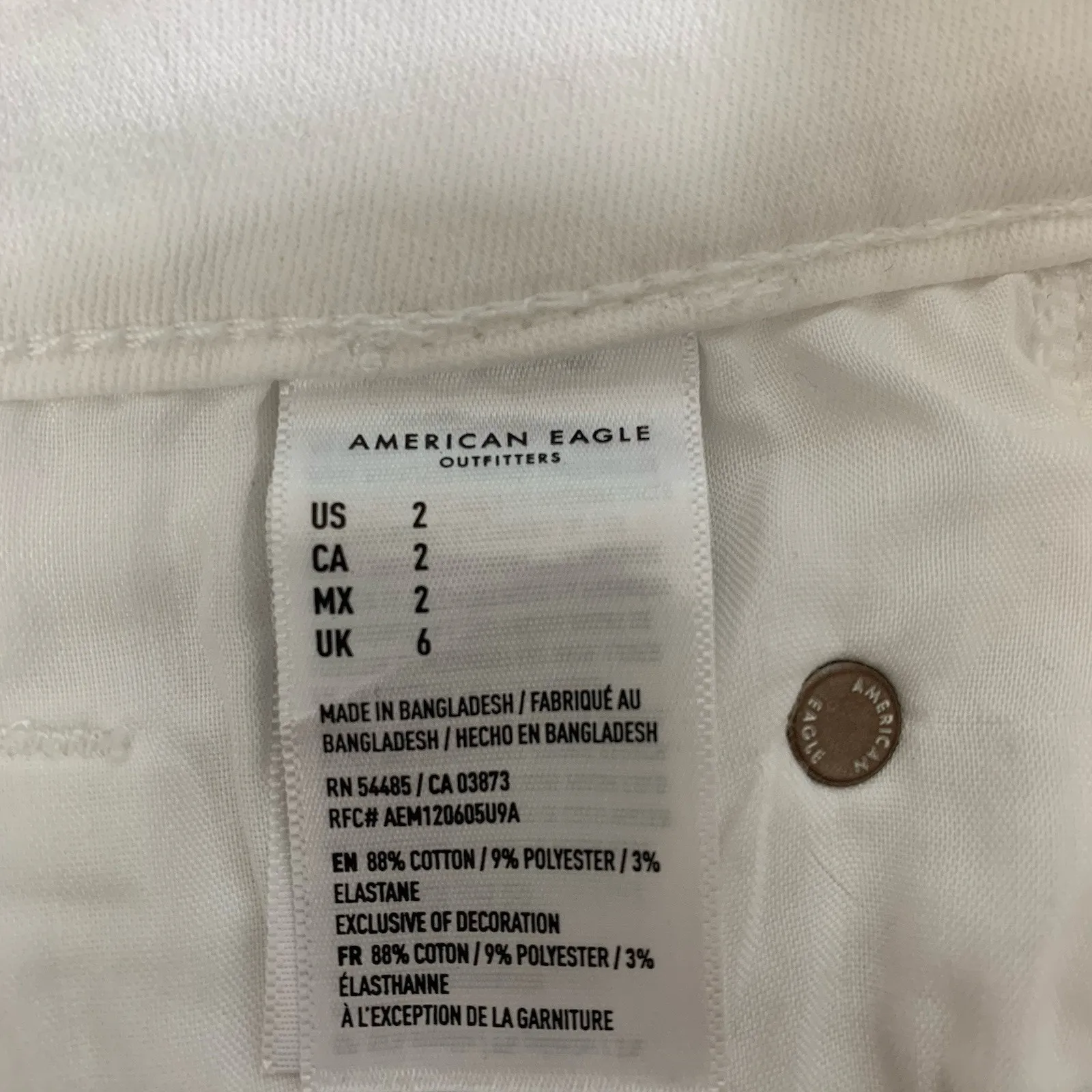 American Eagle Outfitters Cut-Off Shorts Womens Size 2 White Mid Rise - Image 6