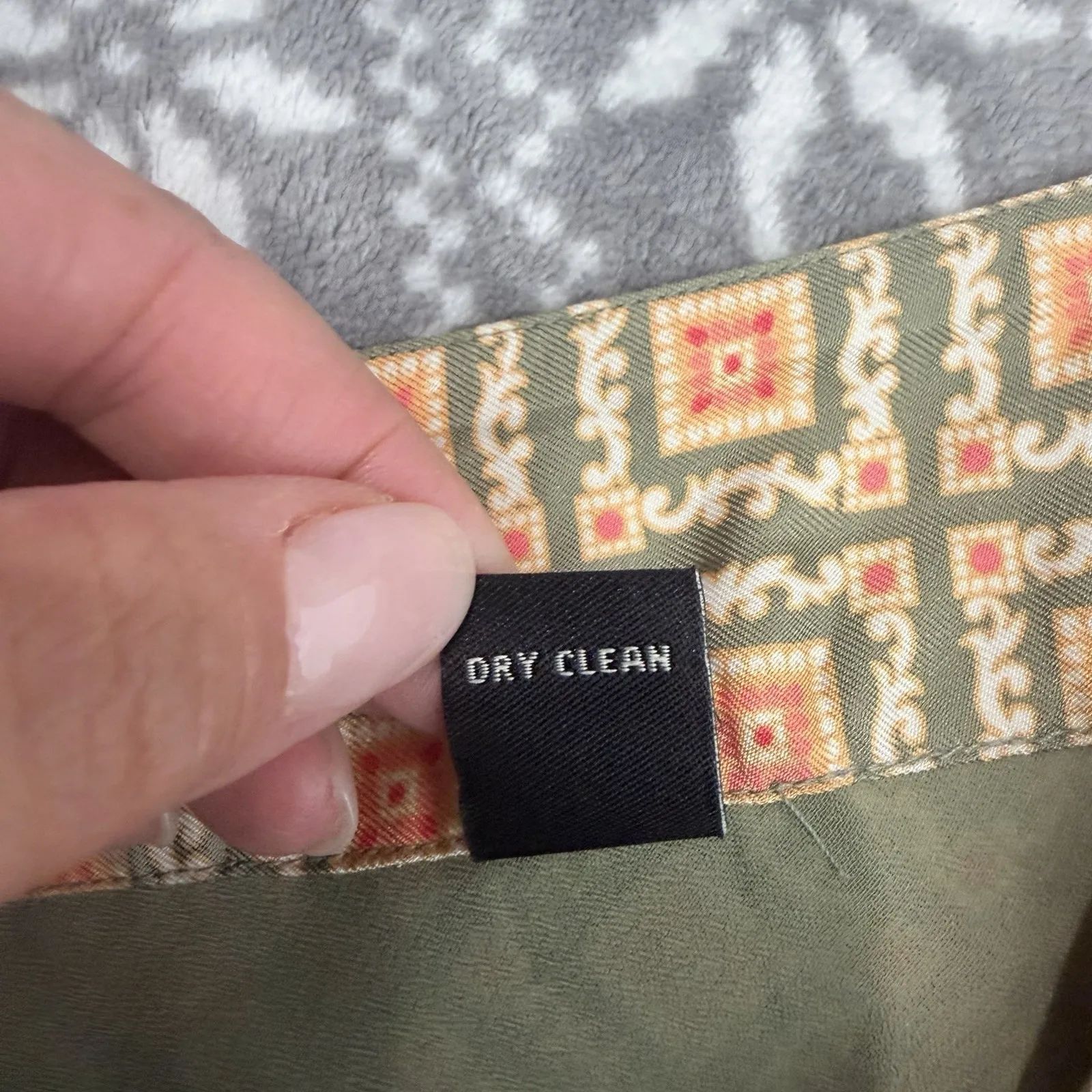 Valerie Stevens Silk Geometric Print A-Line Skirt Size 12 Boho Preppy Chic - Image 5