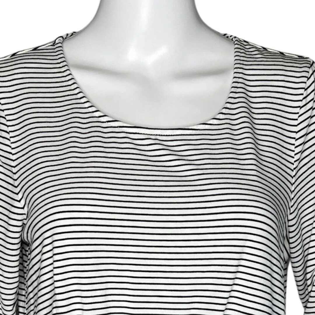 Chicos Shirt Womens Medium 1 Black White Stripe Twist Front Tee Basic‎ Casual - Image 5