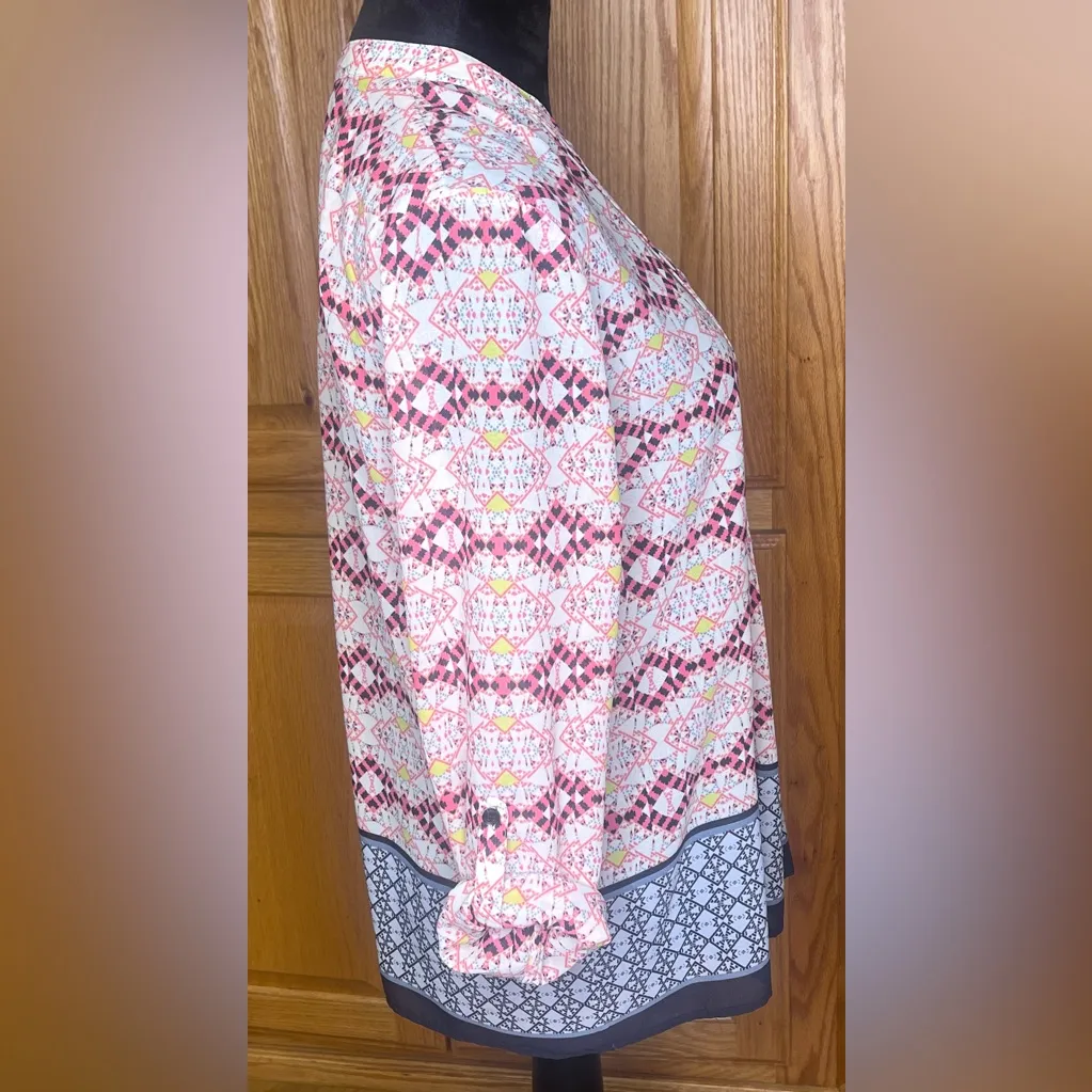 HD‎ in Paris x Anthropologie Kaveri Henley Printed Long Sleeve Blouse Size 8 - Image 14