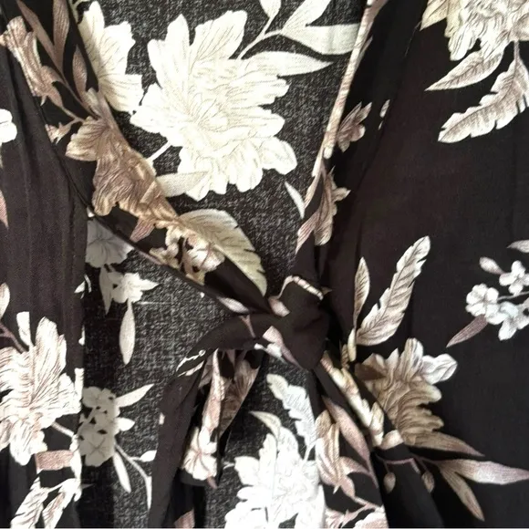 Spiritual Gangster Maya Kimono Floral Black Pockets‎ Tie OS Duster Swim Cover - Image 8