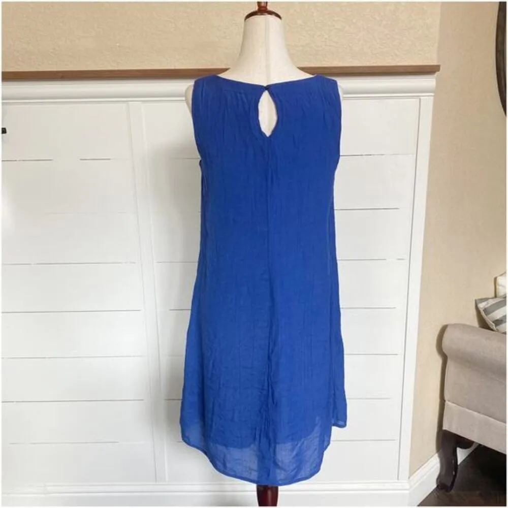 Luxoloxy Blue Sleeveless Beaded Crepe Embroidered Boho Dress - S‎ EUC - Image 5